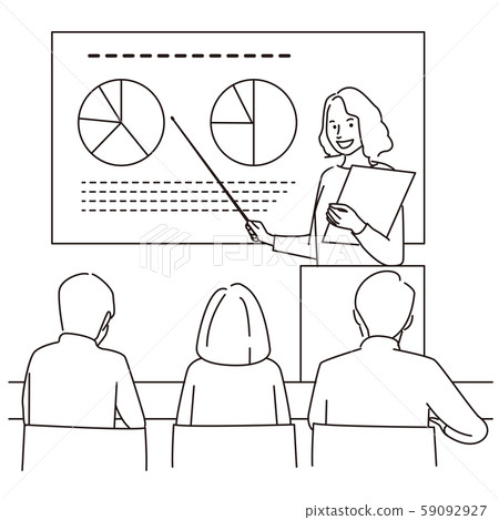 Seminar Female lecturer Line drawing Seminar Female lecturer Line drawing 59092927
