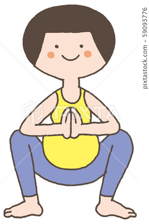 A maternity woman doing yoga in a marathana (garland pose) A maternity woman doing yoga in a marathana (garland pose) 59093776
