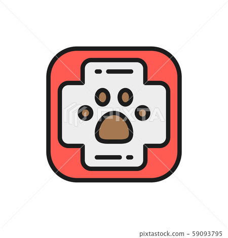First aid kit for animals flat color icon. 59093795