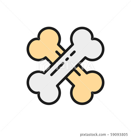 Vector crossed bones flat color icon. Isolated... - Stock Illustration ...