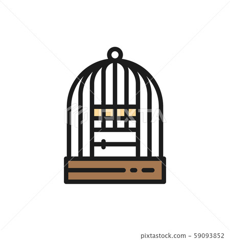 Vector cage for birds flat color icon. Vector cage for birds flat color icon. 59093852