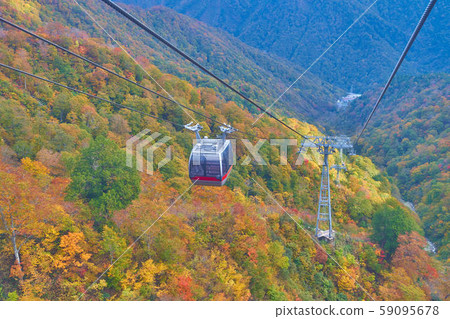 Mount Tanigawa Ropeway in the autumn colors of Minakami, Gunma Mount Tanigawa Ropeway in the autumn colors of Minakami, Gunma 59095678