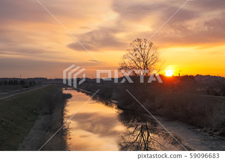 Minuma rice field sunrise, winter morning scenery Minuma rice field sunrise, winter morning scenery 59096683