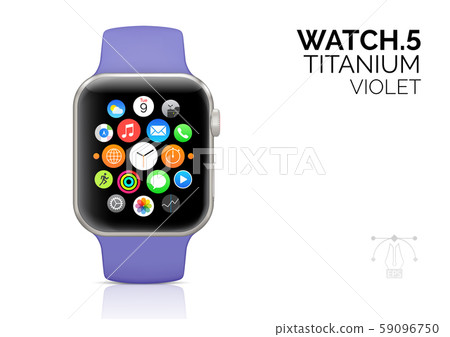 Smart watch with violet strap realistic vector illustration 59096750