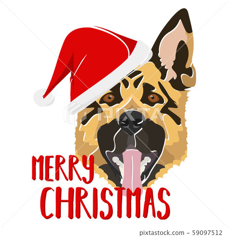 Illustration dog Shepherd Merry Christmas 59097512