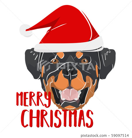 Illustration Rottweiler dog Merry Christmas 59097514