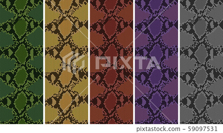 Pixel pattern of pythons. Five colors: green,... - Stock Illustration ...