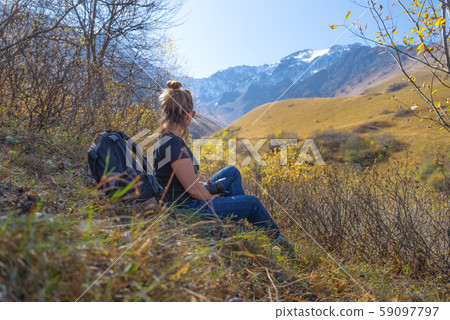 girl in the mountains. girl in the mountains. 59097797