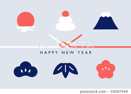 New year card with six icons. Two color schemes. New year card with six icons. Two color schemes. 59097949