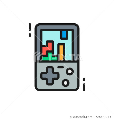 Tetris, electronic brick game flat color line... - Stock Illustration ...