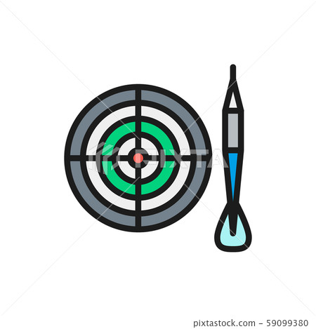 Darts flat color line icon. Isolated on white background 59099380
