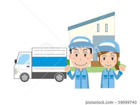 搬家工人離職的卡車工人男女 59099740