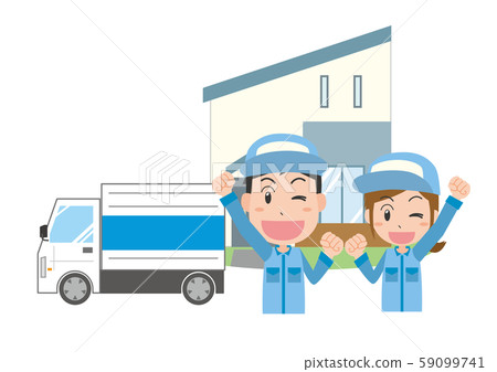 搬家工人離職的卡車工人男女 59099741