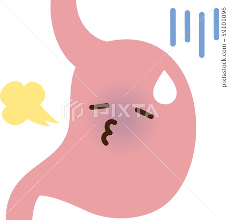 Stomach character leaning on stomach 59101096