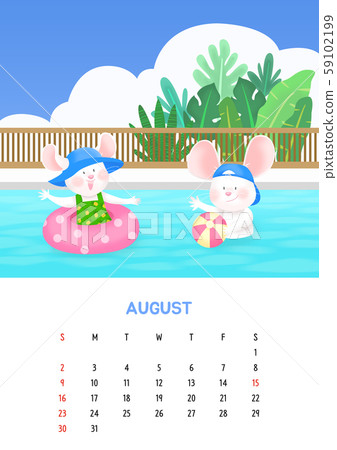 Calendar 2020 with rats illustration 008 59102199