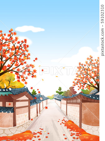 Traditional Korean-style house, scenery of hanok illustration 019 Traditional Korean-style house, scenery of hanok illustration 019 59102310