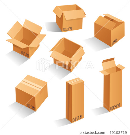 Set of blank brown cardboard packaging boxes Set of blank brown cardboard packaging boxes 59102719