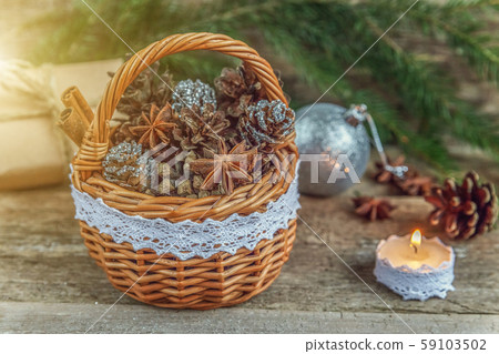 Christmas New Year composition on old shabby Christmas New Year composition on old shabby 59103502