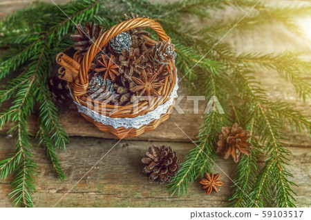Christmas New Year composition on old shabby Christmas New Year composition on old shabby 59103517