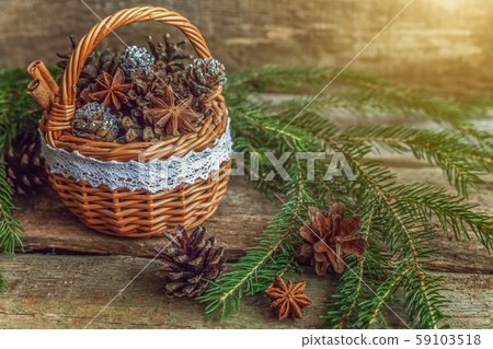 Christmas New Year composition on old shabby Christmas New Year composition on old shabby 59103518