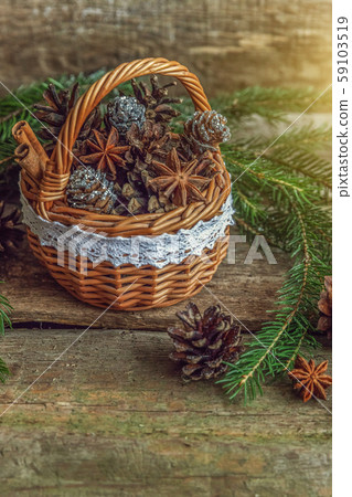 Christmas New Year composition on old shabby 59103519