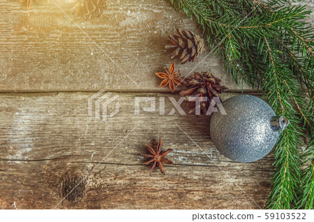 Christmas New Year composition on old shabby Christmas New Year composition on old shabby 59103522