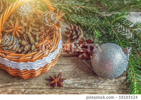 Christmas New Year composition on old shabby 59103524
