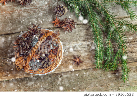 Christmas New Year composition on old shabby Christmas New Year composition on old shabby 59103528