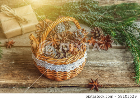 Christmas New Year composition on old shabby Christmas New Year composition on old shabby 59103529