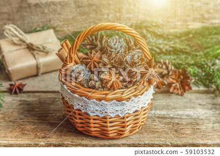 Christmas New Year composition on old shabby Christmas New Year composition on old shabby 59103532