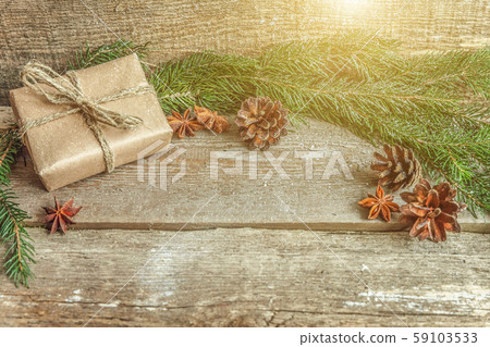 Christmas New Year composition on old shabby Christmas New Year composition on old shabby 59103533