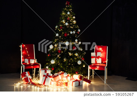 Christmas Tree lights garlands new year's eve postcard 59105267