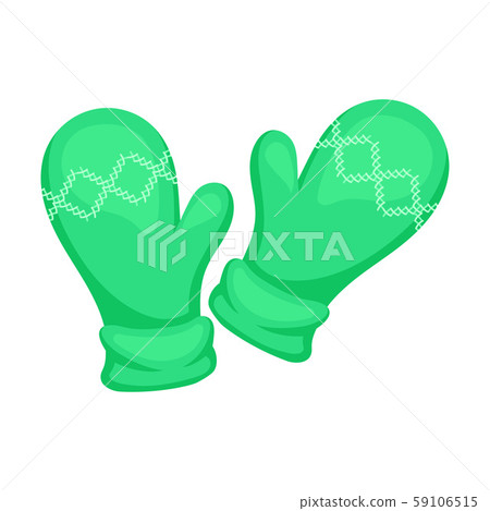 Warm green mittens. Vector illustration on a white background. 59106515