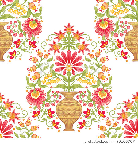 Tradition mughal motif, fantasy flowers 59106707