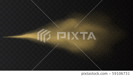 Gold spray paint with glitter particles isolated on transparent background. 59106731
