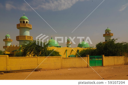 Exterior view to Grand mosque of Zinder , Niger Exterior view to Grand mosque of Zinder , Niger 59107204