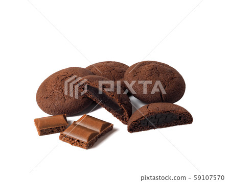Chocolate cookies on a white background Chocolate cookies on a white background 59107570