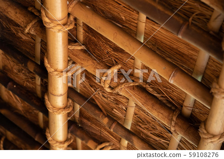 Detail of a thatched-roofed house in an old Japanese house Detail of a thatched-roofed house in an old Japanese house 59108276