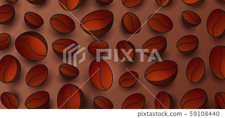 Vector background with 3d coffee beans pattern Vector background with 3d coffee beans pattern 59108440