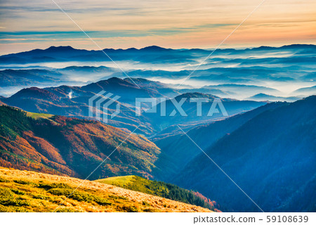 Sunset in blue mountains and hills Sunset in blue mountains and hills 59108639