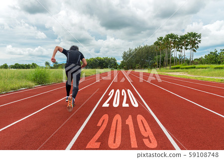 The start into the new year 2020. Start up of runner  59108748