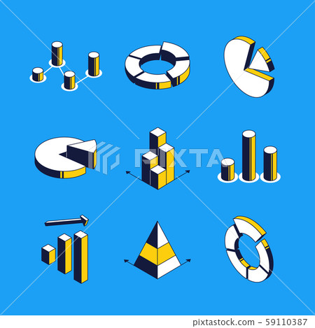 Charts and diagrams - vector isometric icons set 59110387