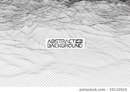 Abstract vector wireframe landscape background. Cyberspace grid. 3d technology wireframe vector 59110928