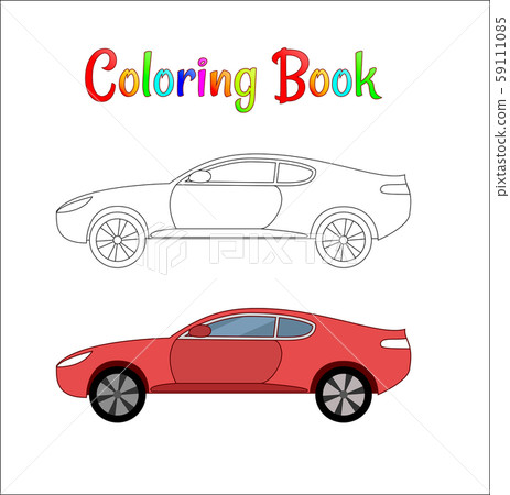Comic racing car background vector illustration coloring page for kids. Auto traffic and speed 59111085