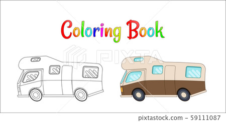 Camping car vector concept, Coloring pages for kids Vector illustration eps 10. 59111087