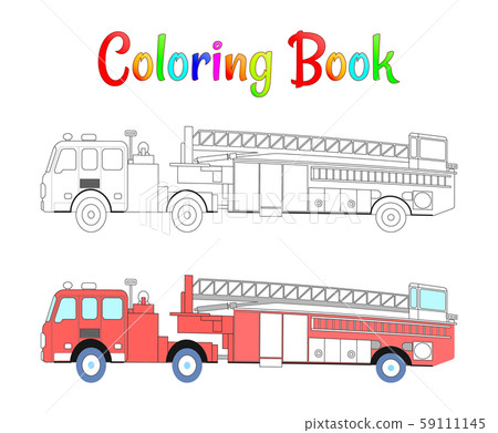 Fire Truck Coloring Book Vector Coloring Pages Stock