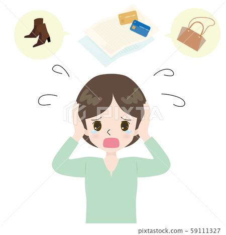 Overbought usage statement impatient woman 59111327