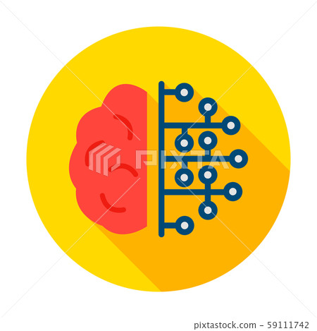 Human Brain Microchip Circle Icon 59111742