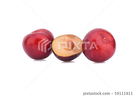 red cherry plum isolated on white background red cherry plum isolated on white background 59111911
