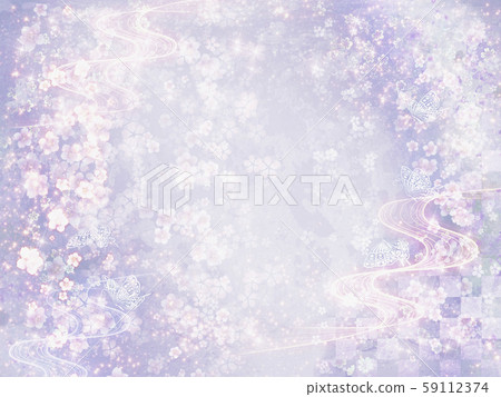 Glittering background of cherry blossoms, watercolor style horizontal 59112374